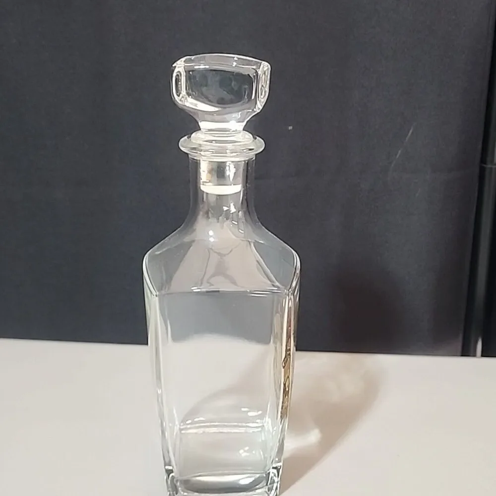 Harley Davidson Whiskey Decanter Gold Eagle Banner Old Bar & Shield France EMPTY